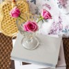 Lenjerie de pat First Choice Sheran Gri 6 piese bumbac ranforce cu imprimeu floral ornamental roz lila si cearsaf uni gri