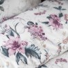 Lenjerie de pat First Choice Sheran Gri 6 piese bumbac ranforce cu imprimeu floral ornamental roz lila si cearsaf uni gri
