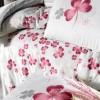 Lenjerie de pat Story Home Change Powder din bumbac cu model floral roz și gri