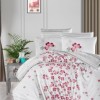 Lenjerie de pat Story Home Change Powder din bumbac cu model floral roz și gri