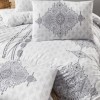 Lenjerie de pat Story Home Daniel din bumbac cu model geometric gri pe fundal alb