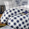 Lenjerie de pat Story Home Edmond Navy Blue din bumbac cu model carouri albastru închis și alb