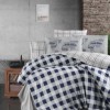 Lenjerie de pat Story Home Edmond Navy Blue din bumbac cu model carouri albastru închis și alb