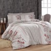 Lenjerie de pat Story Home Arnica Soil din bumbac cu model floral roșu și gri