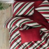 Lenjerie pat Craciun bumbac ranforce Merry Red cu dungi rosii, albe si verzi Cozy Home