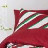 Lenjerie pat Craciun bumbac ranforce Merry Red cu dungi rosii, albe si verzi Cozy Home