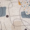 Lenjerie de pat din bumbac 100% ranforce cu elastic și design abstract în nuanțe de portocaliu, gri și bej pe fundal alb