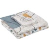 Lenjerie de pat din bumbac 100% ranforce cu elastic și design abstract în nuanțe de portocaliu, gri și bej pe fundal alb