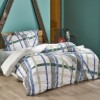 Lenjerie de pat din bumbac 100% ranforce cu design geometric în nuanțe de albastru și gri