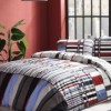 Lenjerie de pat cu elastic pentru saltea de 160x200 cm, design modern în dungi multicolore, bumbac 100% ranforce