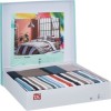 Lenjerie de pat cu elastic pentru saltea de 160x200 cm, design modern în dungi multicolore, bumbac 100% ranforce
