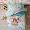 Set pat 4 anotimpuri bumbac 100% ranforce 1 persoana Cute Animals, cuvertura matlasata si cearceaf cu elastic