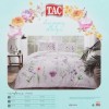 Lenjerie de pat model floral multicolor pe fundal lila, pat dublu, din bumbac 100% ranforce, Tac Adriel