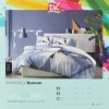 Lenjerie de pat din bumbac ranforce 100% cu model geometric abstract în nuanțe de albastru și gri, decorată cu accente de portocaliu și alb