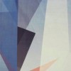 Lenjerie de pat din bumbac ranforce 100% cu model geometric abstract în nuanțe de albastru și gri, decorată cu accente de portocaliu și alb