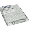 Lenjerie de pat din bumbac ranforce 100% cu model geometric în nuanțe de petrol și gri, decorată cu forme abstracte și detalii moderne