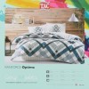 Lenjerie de pat din bumbac ranforce 100% cu model geometric în nuanțe de petrol și gri, decorată cu forme abstracte și detalii moderne