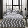 Lenjerie de pat cu elastic pentru saltea de 160x200 cm, design geometric alb-negru, bumbac 100% ranforce