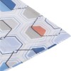 Lenjerie de pat model hexagonal geometric în nuanțe de albastru, portocaliu și gri pe fundal alb, pat dublu, din bumbac 100% ranforce, Tac Sana
