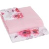 Lenjerie de pat cu elastic, model floral roz și roșu pe fundal alb, pat dublu, din bumbac 100% ranforce, Tac Shiny