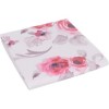 Lenjerie de pat cu elastic, model floral roz și roșu pe fundal alb, pat dublu, din bumbac 100% ranforce, Tac Shiny