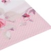 Lenjerie de pat cu elastic, model floral roz și roșu pe fundal alb, pat dublu, din bumbac 100% ranforce, Tac Shiny