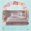 Lenjerie de pat cu elastic, model geometric în nuanțe de bej, mov și gri, pat dublu, din bumbac 100% ranforce, Tac Venita