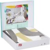 Lenjerie de pat cu elastic pentru saltea de 160x200 cm, design abstract verde, mov, galben și gri, bumbac 100% ranforce
