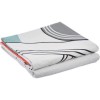 Lenjerie de pat cu elastic pentru saltea de 160x200 cm, design geometric modern în nuanțe de gri, negru și roșu, bumbac 100% ranforce