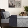 Lenjerie pat satin jacquard 300TC La Romano Merida Gri set 6 piese floral gri bleumarin