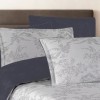 Lenjerie pat satin jacquard 300TC La Romano Merida Gri set 6 piese floral gri bleumarin