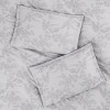 Lenjerie pat satin jacquard 300TC La Romano Merida Gri set 6 piese floral gri bleumarin