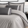 Lenjerie de pat de lux Alara Ash gri, bumbac satinat 300TC, cu broderie, La Romano