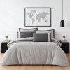 Lenjerie de pat de lux Alara Ash gri, bumbac satinat 300TC, cu broderie, La Romano