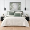 Lenjerie pat de lux Alara Crem La Romano, satin bumbac 300TC, crem cu verde si broderie decorativa