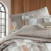 Lenjerie de pat La Romano Arter Rock bumbac satinat 300 TC model geometric bej maro si crem