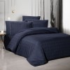 Lenjerie de pat La Romano Rodel Navy bumbac satinat 300 TC model geometric ton pe ton bleumarin