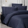Lenjerie de pat La Romano Rodel Navy bumbac satinat 300 TC model geometric ton pe ton bleumarin