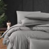 Lenjerie de pat premium satin La Romano First Choice Lucca Gri cu bordura neagra eleganta