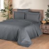Lenjerie de pat premium satin La Romano First Choice Lucca Gri inchis cu bordura fina eleganta