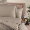 Lenjerie de pat premium satin La Romano First Choice Maro deschis cu bordura fina eleganta