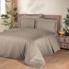 Lenjerie de pat premium satin La Romano First Choice Maro deschis cu bordura fina eleganta