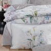 Lenjerie de pat premium satin La Romano First Choice Tunar Grey cu imprimeu floral cu cale in nuante gri si pastel