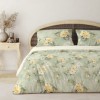lenjerie pat dublu 3D bumbac 100% ranforce Dream floral verde salvie imprimeu digital
