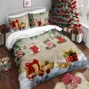 Lenjerie de pat dublu 3D Crăciun din bumbac 100% ranforce, model Cotton Club Await, cu imprimeu festiv cu ciorăpei, cadouri și decorațiuni de Crăciun