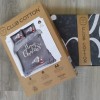 Lenjerie de pat dublu 3D Crăciun din bumbac 100% ranforce, model Cotton Club Dexy, cu imprimeu festiv în gri și alb, cu mesaje de 