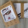 Lenjerie de pat dublu 3D bumbac 100% Ranforce Cotton Club Hoo cu design de Crăciun, ilustrând un om de zăpadă, globuri roșii și fulgi de zăpadă
