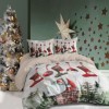 Lenjerie de pat dublu 3D Crăciun cu șosete și globuri festive, bumbac 100% ranforce