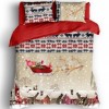 Lenjerie de pat dublu 3D de Crăciun bumbac 100% ranforce cu Moș Crăciun și reni - Cotton Club Snowy