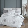 Lenjerie de pat Nazenin Home Willow din bumbac 100% ranforce cu design de păpădii gri pe fundal alb